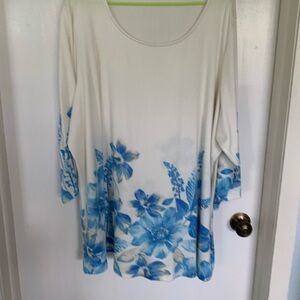 QVC Blue Floral Tunic Top